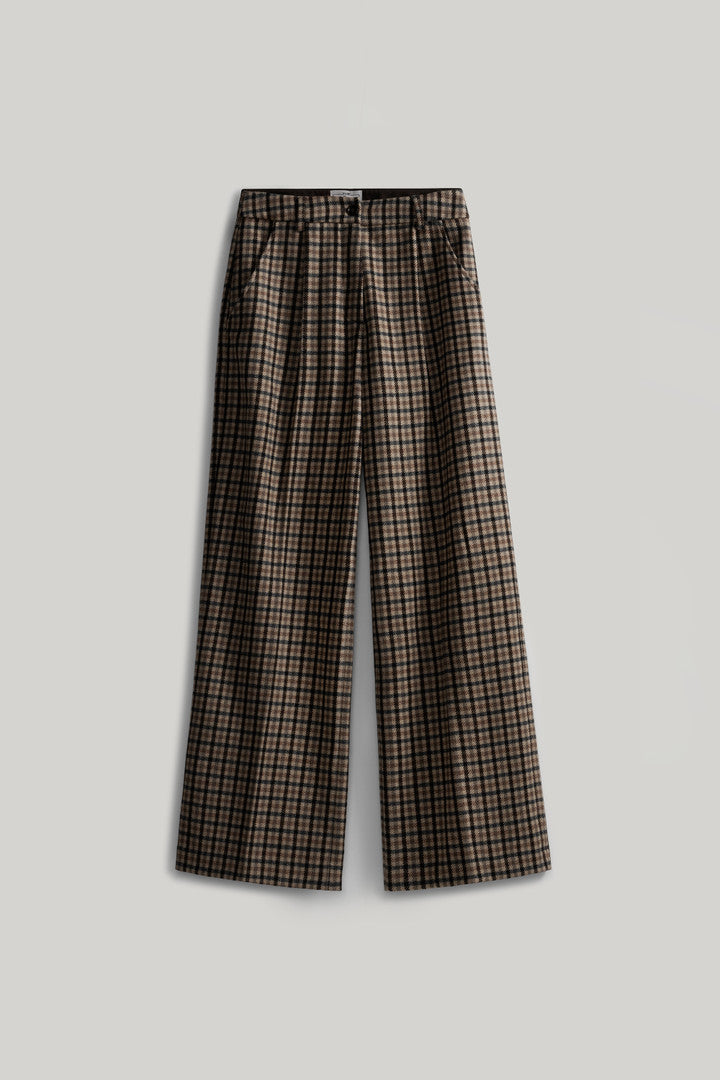 Check Pants in Italian Wool Blend - DaniÃ«lle Cathari / Woolrich (Brown Check) - Detail View 2
