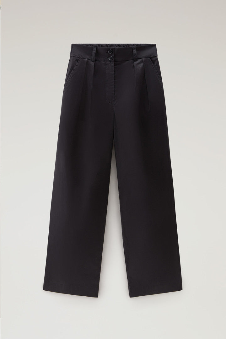 Pure Cotton Poplin Pants (Black) - Detail View 1