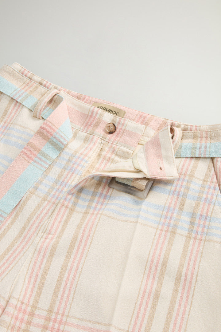 Cotton-Blend Pants with Belt (Spring Cream Check) - Detail View 5