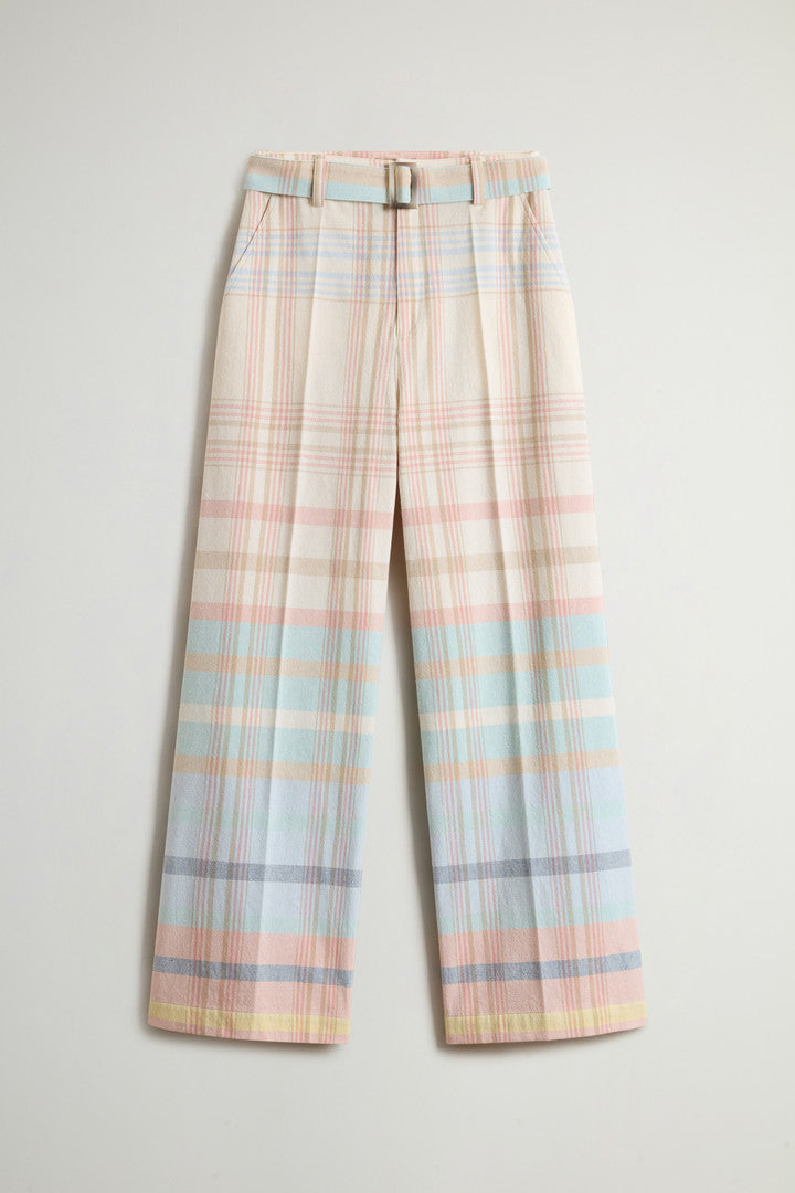 Cotton-Blend Pants with Belt (Spring Cream Check) - Detail View 4