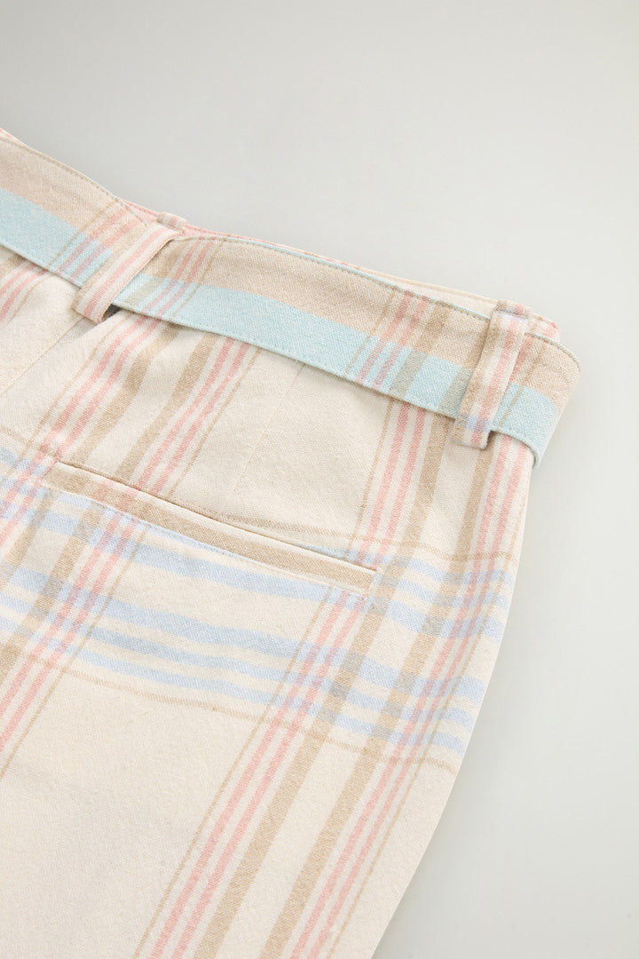 Cotton-Blend Pants with Belt (Spring Cream Check) - Detail View 6