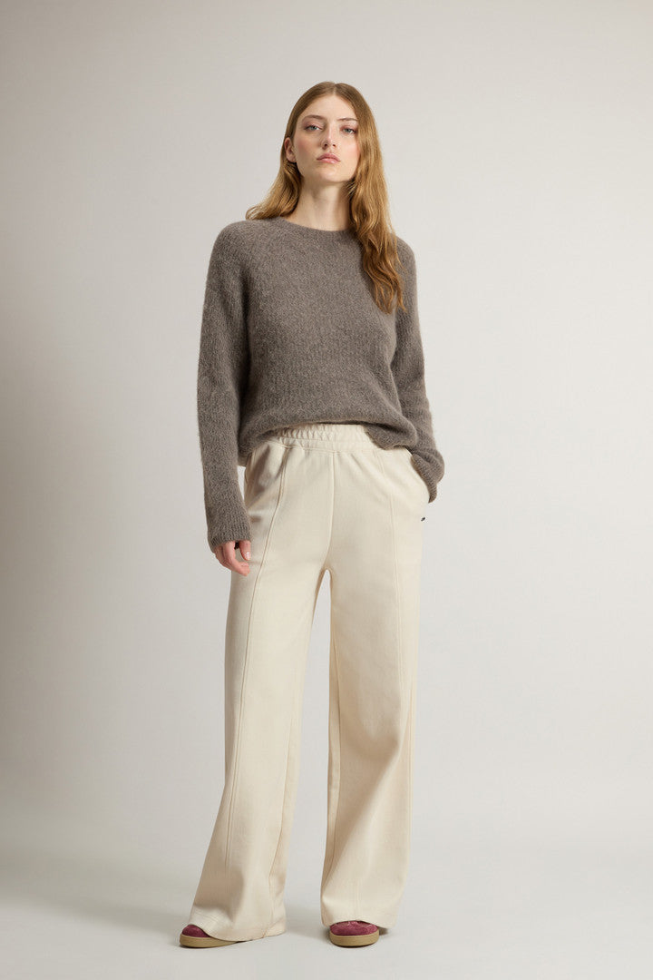 Wide-Leg Pants in Cotton-Blend Interlock (Milky Cream) - Main View