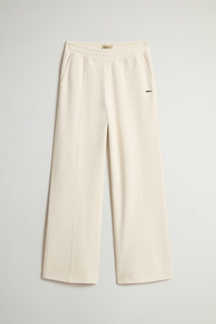 Wide-Leg Pants in Cotton-Blend Interlock (Milky Cream) - Detail View 2