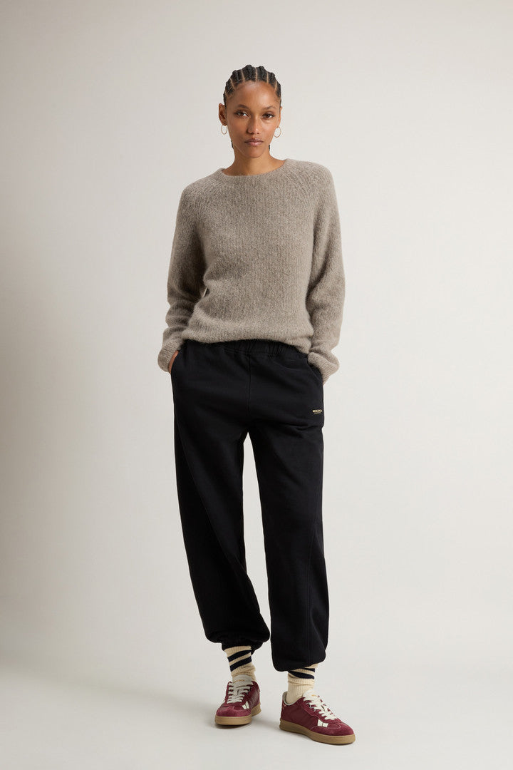 Pants in Pure Cotton Fleece (Milky Cream) - Detail View 1