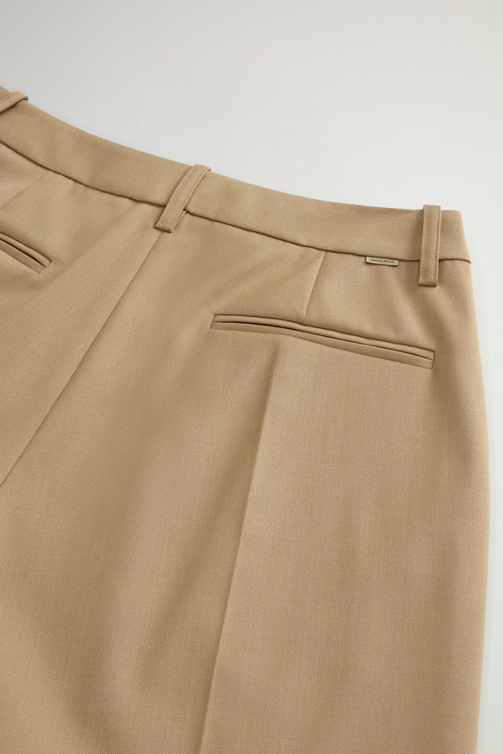 Wide-Leg Pants in Wool Blend (Cornstalk) - Detail View 4