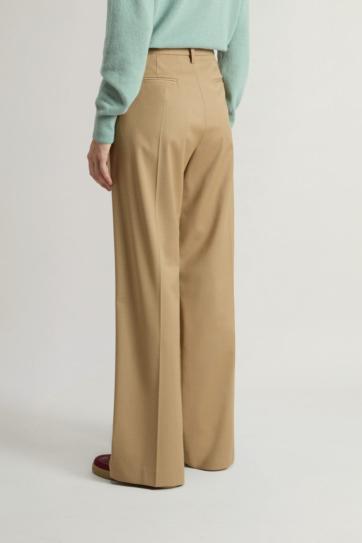 Wide-Leg Pants in Wool Blend (Melton Blue) - Detail View 1