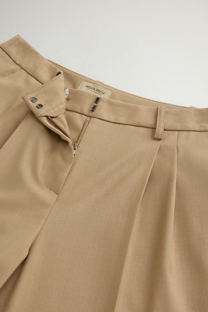 Wide-Leg Pants in Wool Blend (Melton Blue) - Detail View 3