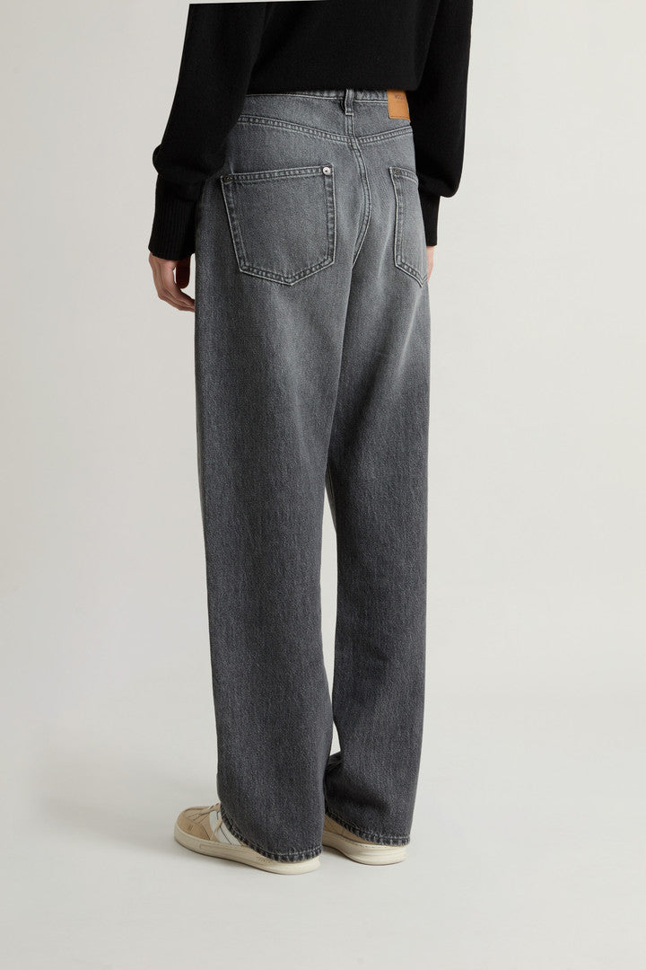 Pants in Pure Cotton Denim (Asphalt) - Detail View 1