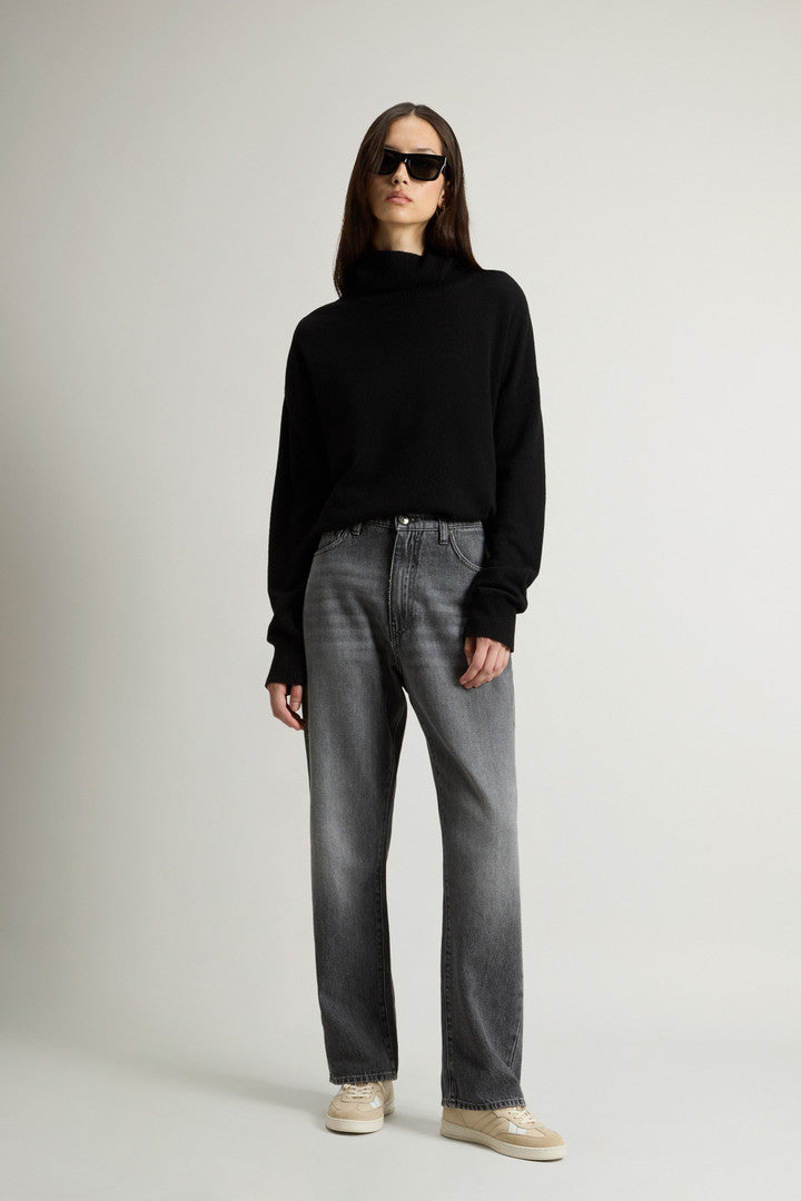Pants in Pure Cotton Denim (Asphalt) - Main View
