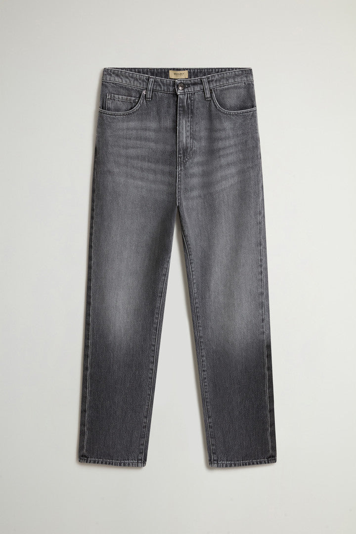 Pants in Pure Cotton Denim (Asphalt) - Detail View 2
