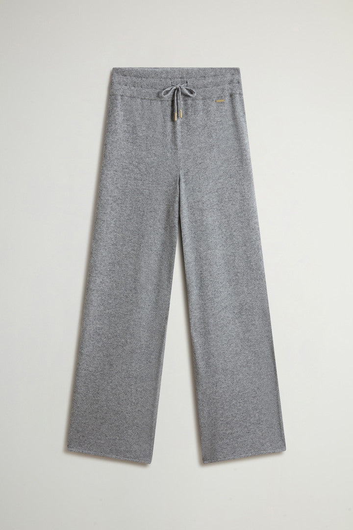 Wide-Leg Pants in Virgin Wool and Cashmere Blend (Melton Blue) - Detail View 2