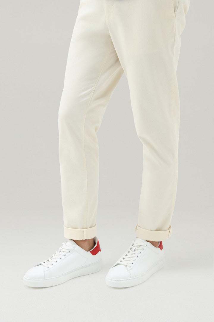 Leather Classic Court Sneakers with Contrasting Details (White Green) - Detail View 5