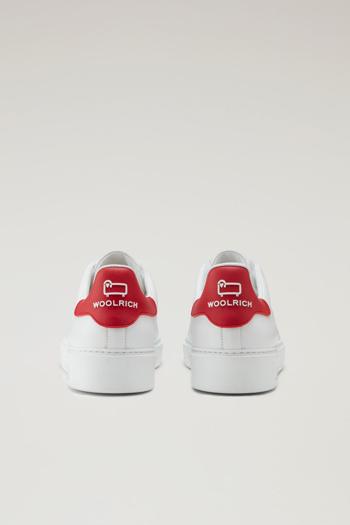 Leather Classic Court Sneakers with Contrasting Details (White Green) - Detail View 2