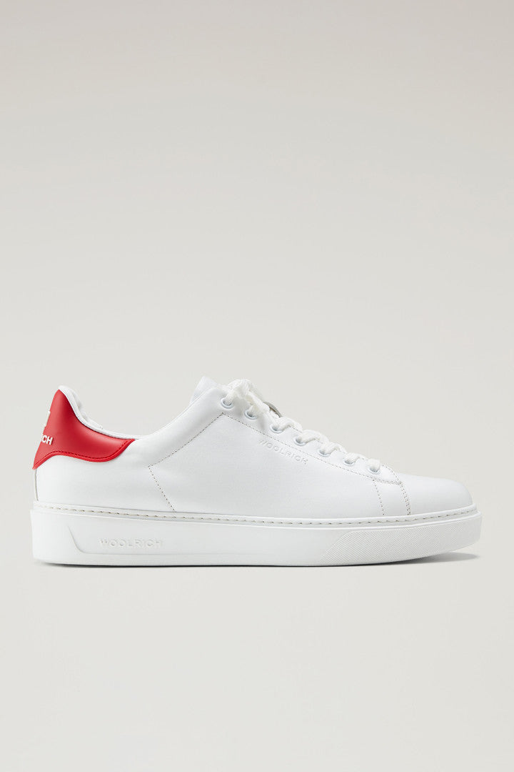 Leather Classic Court Sneakers with Contrasting Details (White Green) - Main View