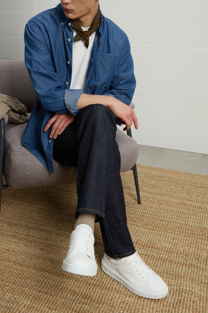 Classic Court Leather Sneakers (White Beige) - Detail View 6