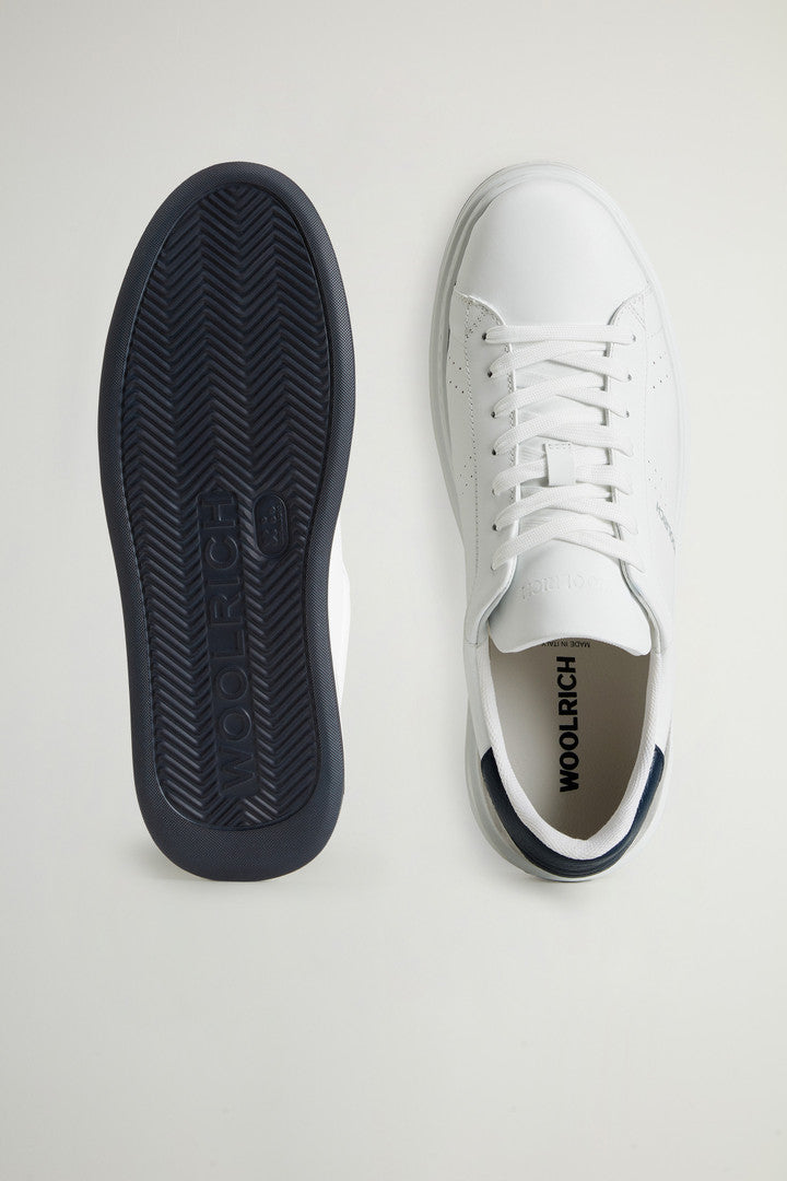 Leather Arrow Sneakers with Suede Insert (White Blu) - Detail View 3