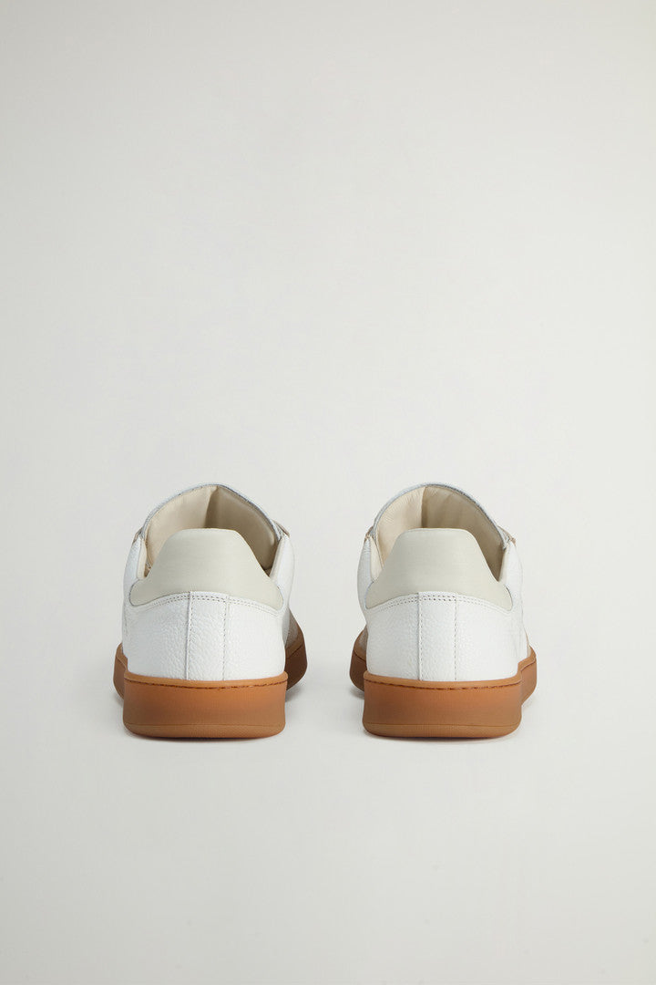 Swing Court Tumbled Leather Sneakers with Suede Details (White Rose) - Detail View 2