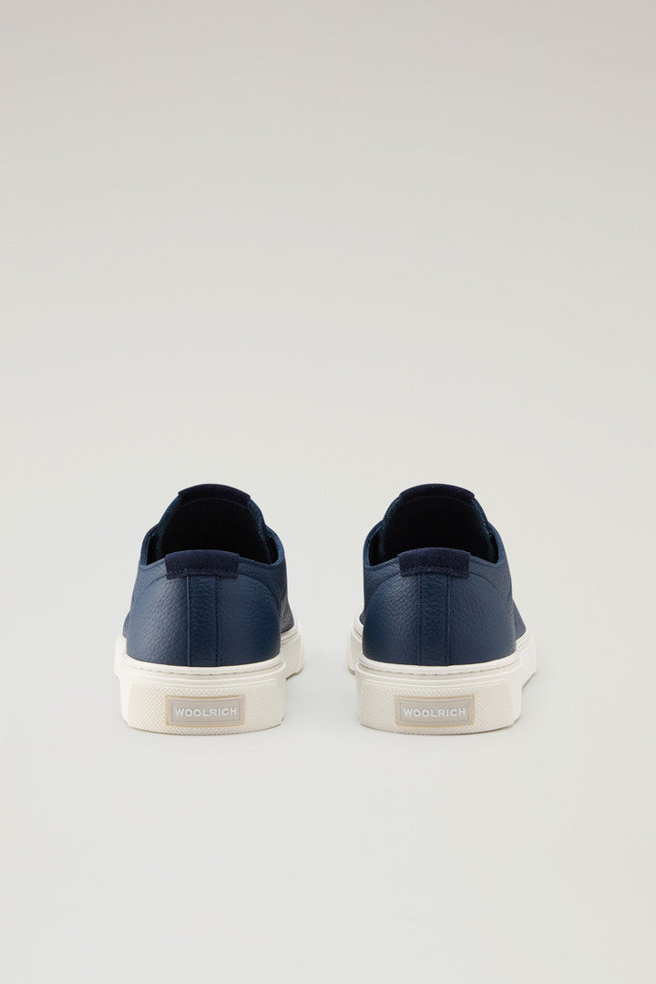 Cloud Court Sneakers in Tumbled Leather (Blue) - Detail View 2