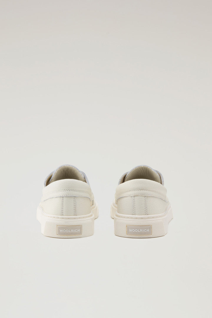 Tumbled Leather Boat Shoes (Cream) - Detail View 2