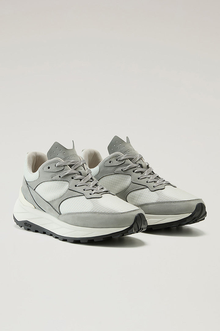 Running Sneakers in Ripstop Fabric (Grey Off White) - Detail View 1