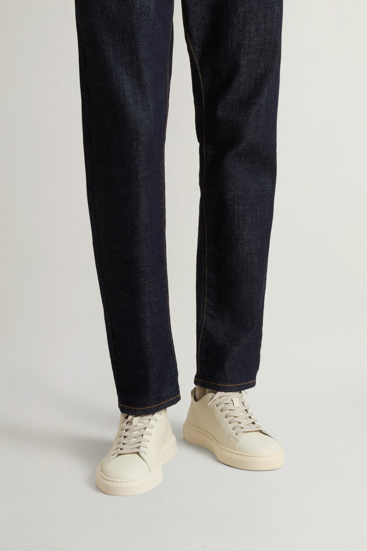 Cloud Court Tumbled Leather Sneakers (Off White) - Detail View 5
