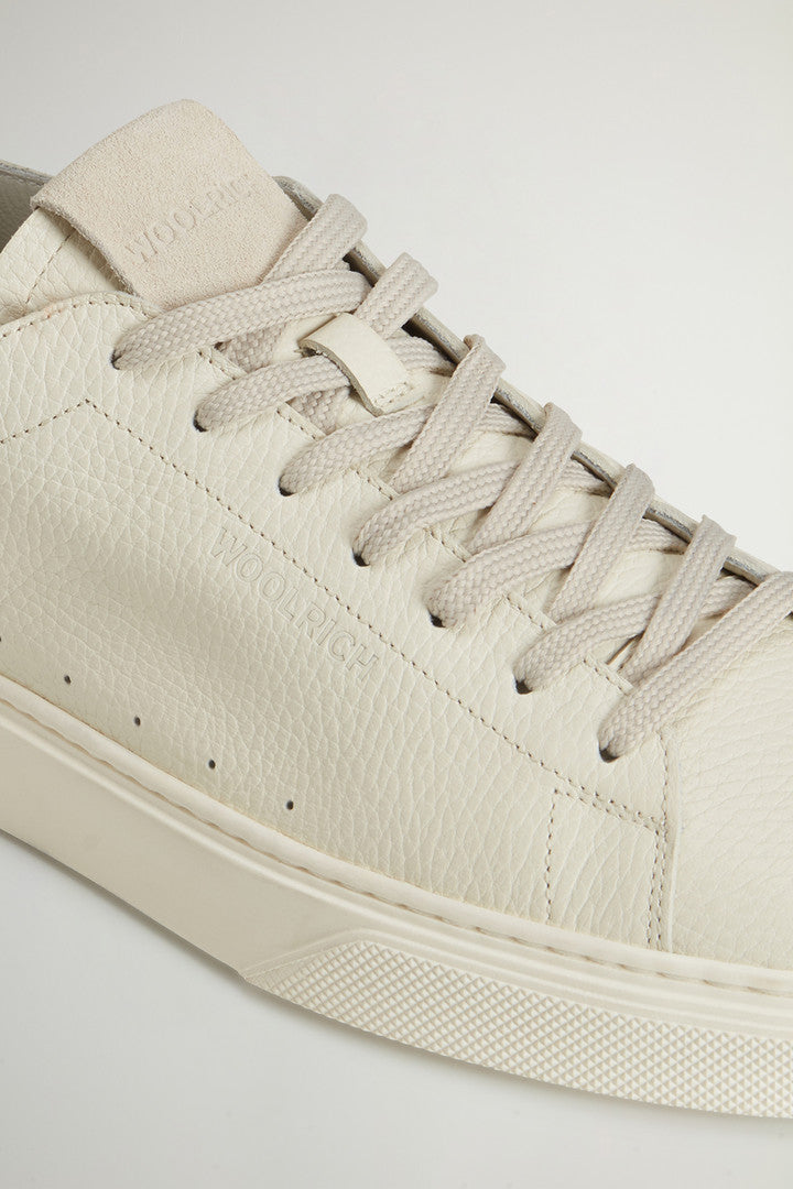 Cloud Court Tumbled Leather Sneakers (Off White) - Detail View 4