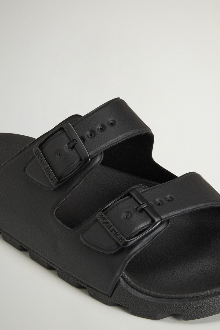 Double-Band Rubber Sandals (Black) - Detail View 4
