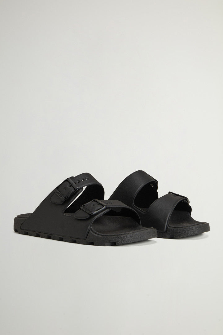 Double-Band Rubber Sandals (Black) - Detail View 1