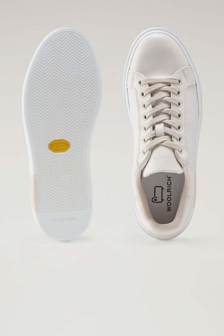 Classic Court Sneakers in Technical Fabric with Leather Trim (Beige Beige) - Detail View 3