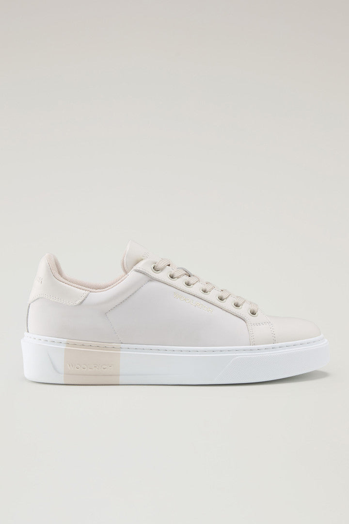 Classic Court Sneakers in Technical Fabric with Leather Trim (Beige Beige) - Main View