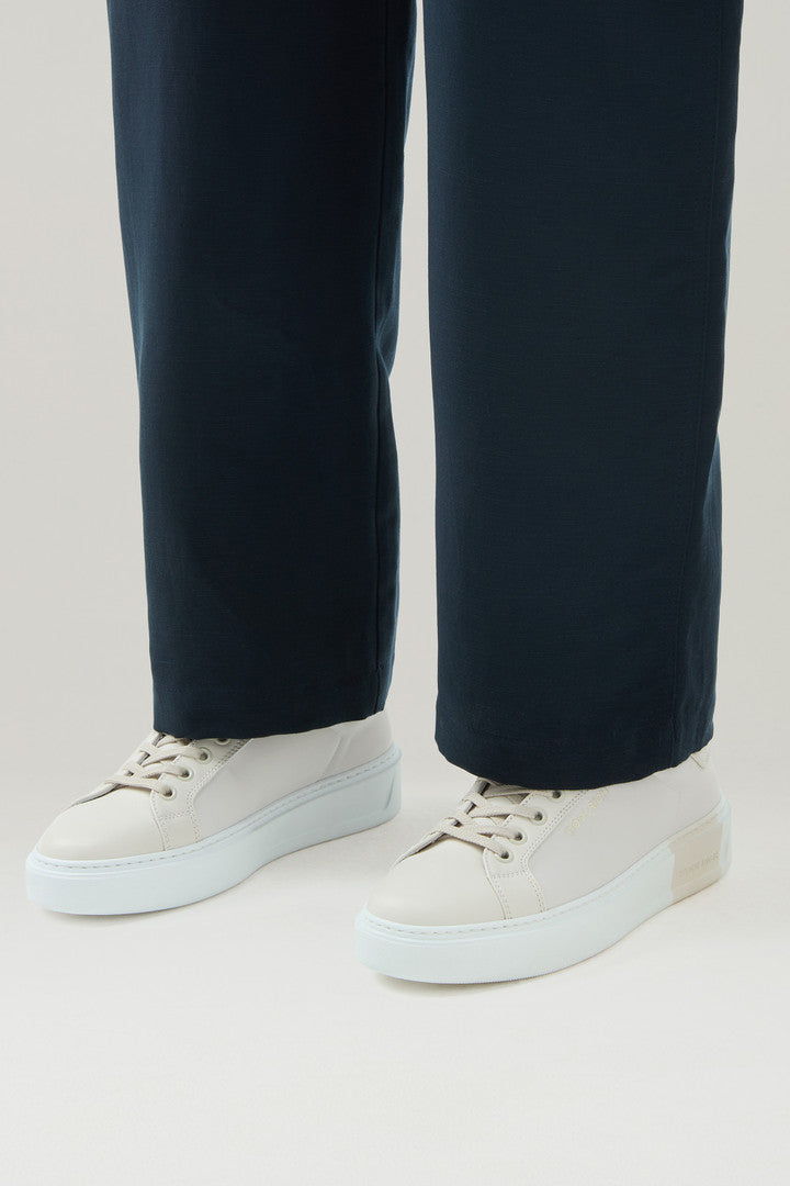 Classic Court Sneakers in Technical Fabric with Leather Trim (Beige Beige) - Detail View 5