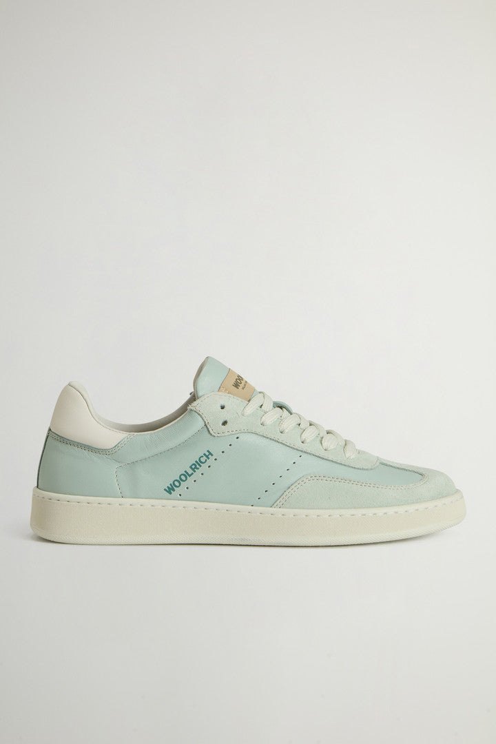 Swing Court Leather Sneakers with Suede Details (Green Green) - Main View