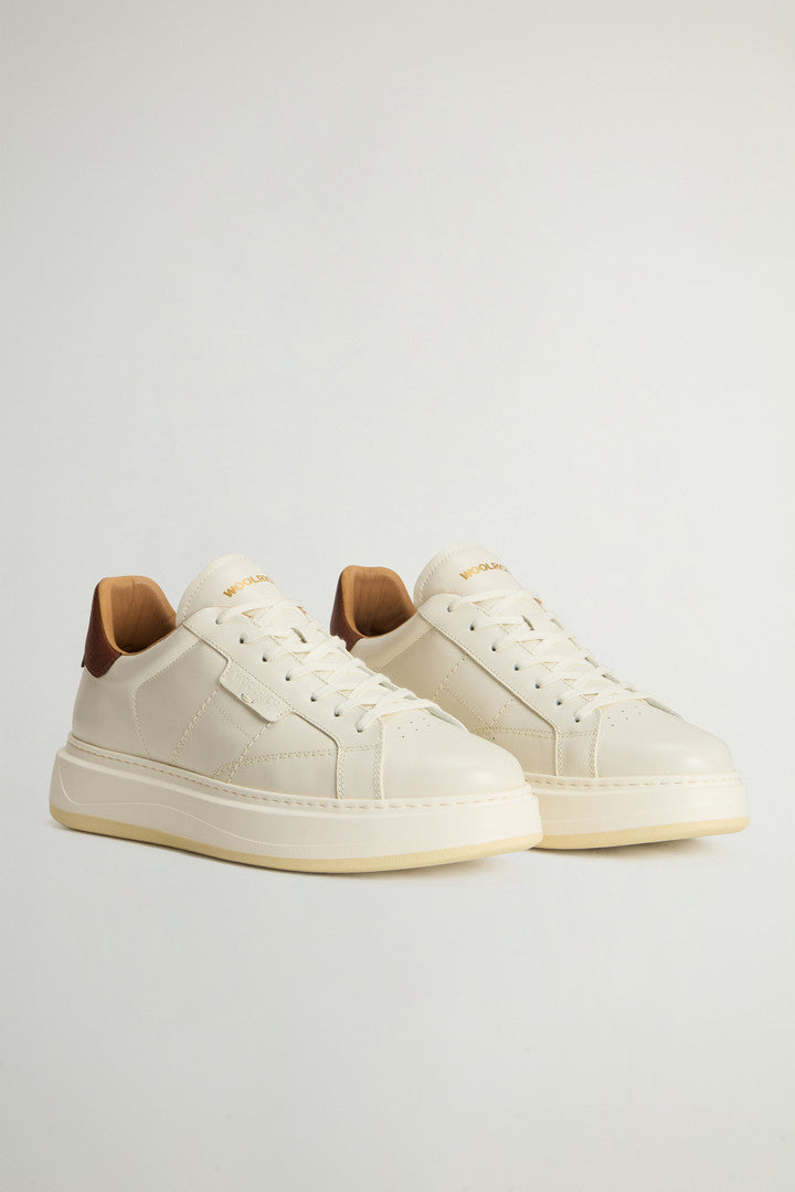 Arrow Sneakers in Leather (Off White Cognac) - Detail View 1
