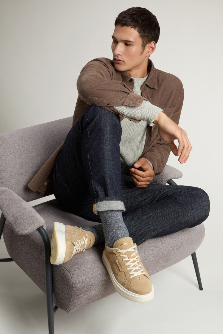 Arrow Sneakers in Suede (Beige Off White) - Detail View 6