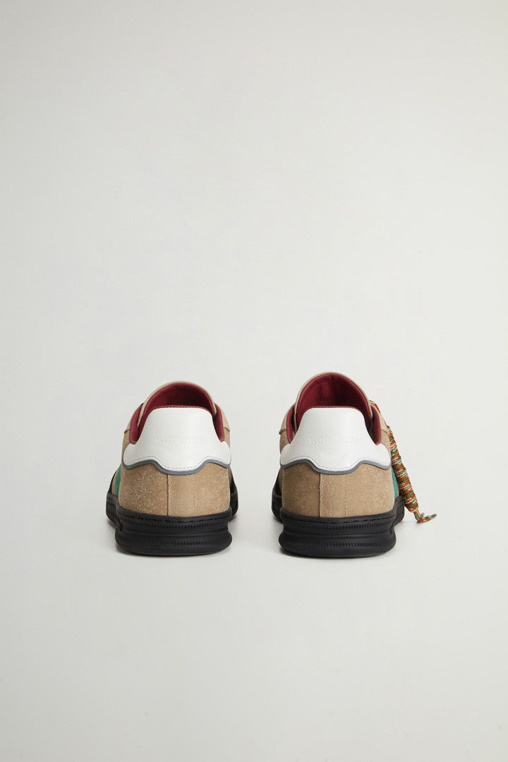Doubleu Tennis Sneakers in Suede with Side Stripes (Black Taupe) - Detail View 2