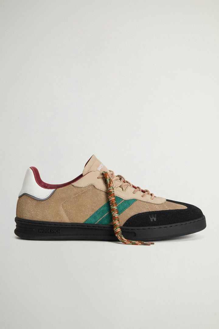 Doubleu Tennis Sneakers in Suede with Side Stripes (Black Taupe) - Main View