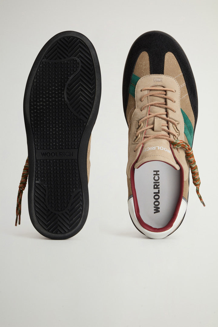 Doubleu Tennis Sneakers in Suede with Side Stripes (Black Taupe) - Detail View 3
