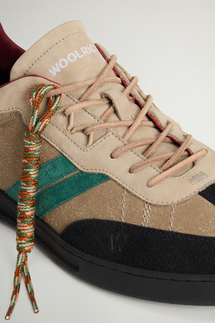 Doubleu Tennis Sneakers in Suede with Side Stripes (Black Taupe) - Detail View 4