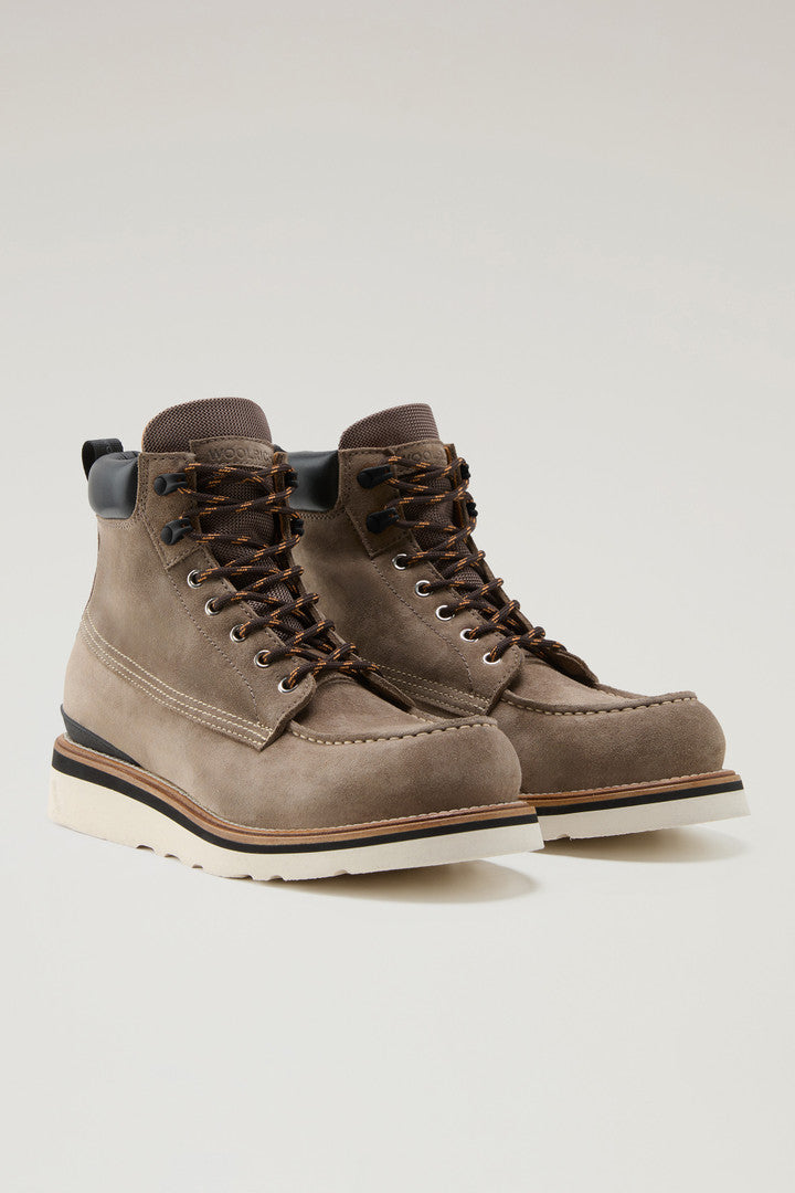 Moc Toe Boots in Suede (Taupe) - Detail View 1
