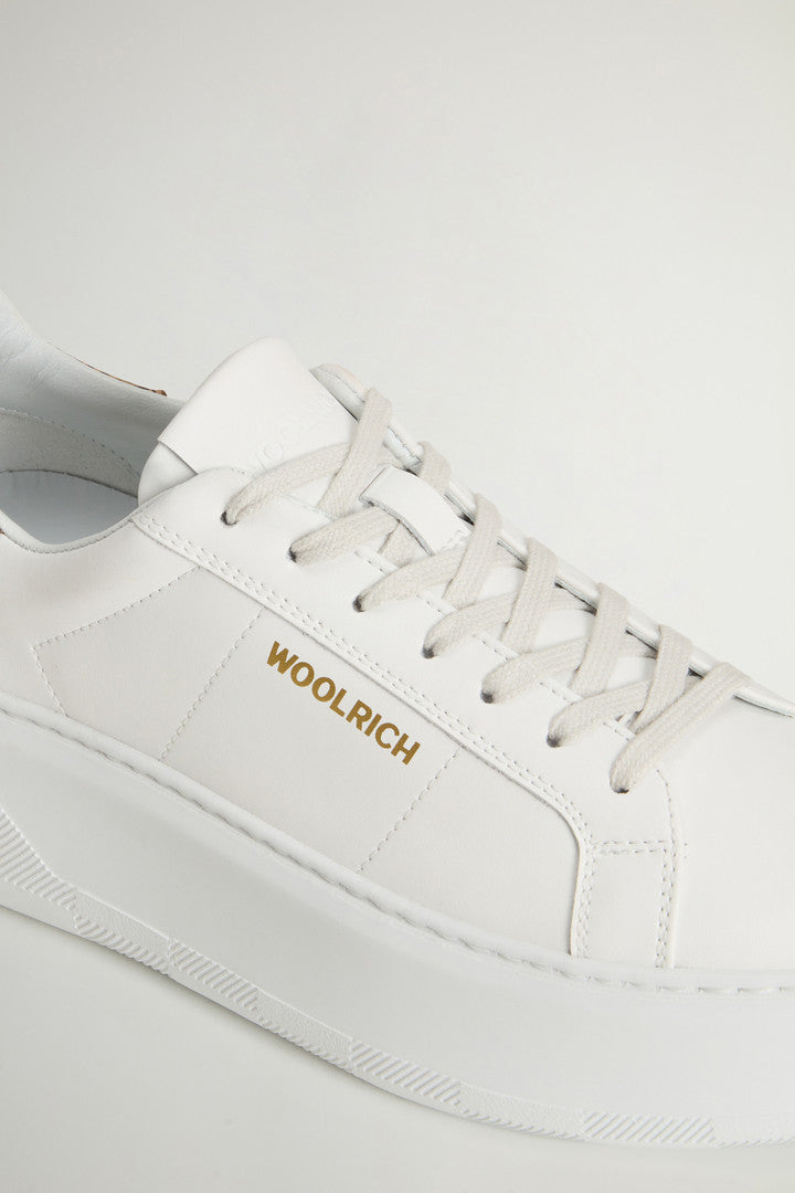 Chunky Court Sneakers in Leather (White Leopard) - Detail View 4