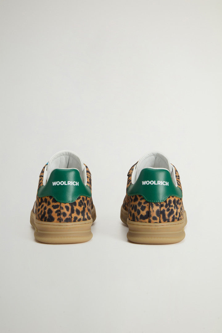 Doubleu Tennis Sneakers in Leopard-Print Suede (Beige Ghepard) - Detail View 2