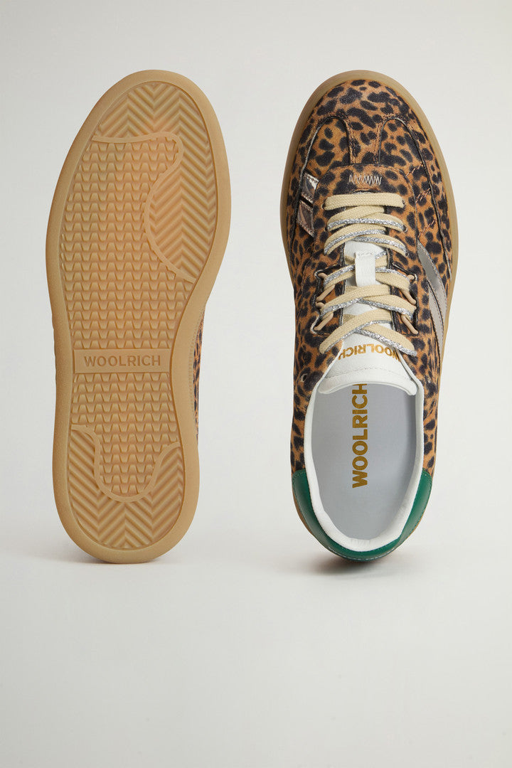 Doubleu Tennis Sneakers in Leopard-Print Suede (Beige Ghepard) - Detail View 3