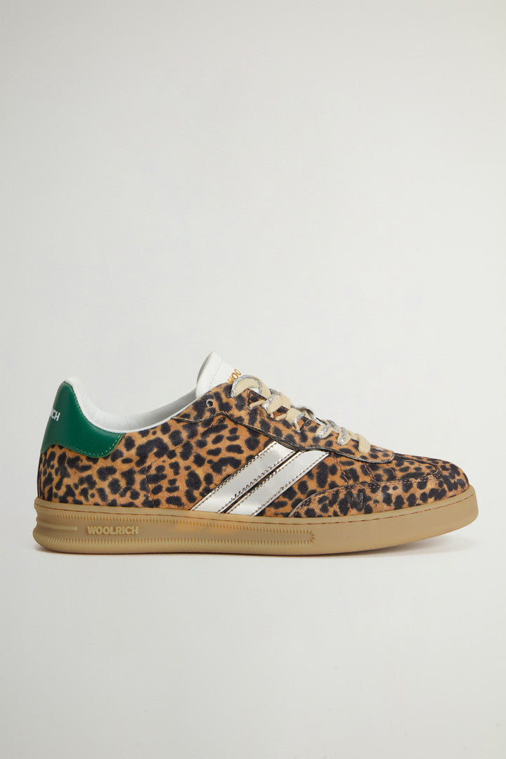 Doubleu Tennis Sneakers in Leopard-Print Suede (Beige Ghepard) - Main View