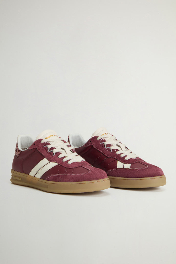 Doubleu Tennis Sneakers in Leather with Suede Inserts (Beige Beige) - Detail View 1