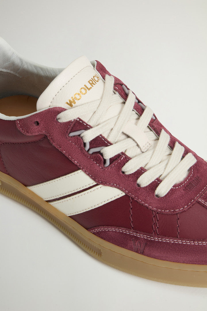 Doubleu Tennis Sneakers in Leather with Suede Inserts (Beige Beige) - Detail View 4