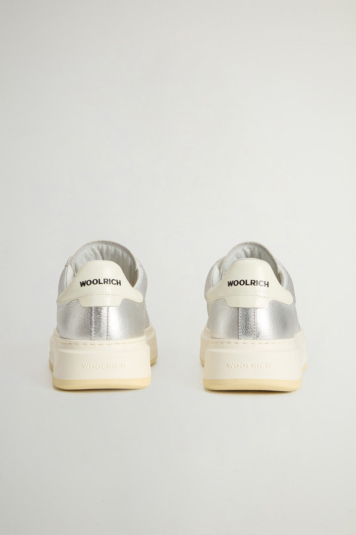 Arrow Sneakers in Laminated Leather (Silver) - Detail View 2