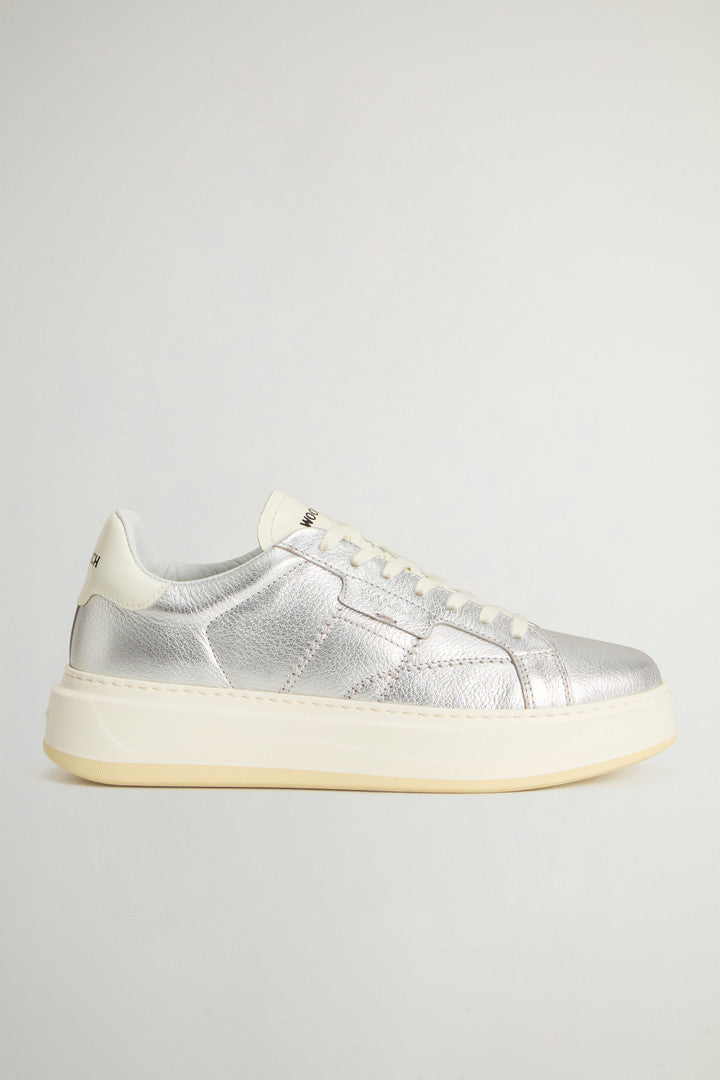 Arrow Sneakers in Laminated Leather (Silver) - Main View