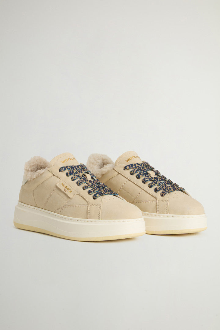 Arrow Sneakers in Leather with Shearling Lining (Whipped Cream) - Detail View 1