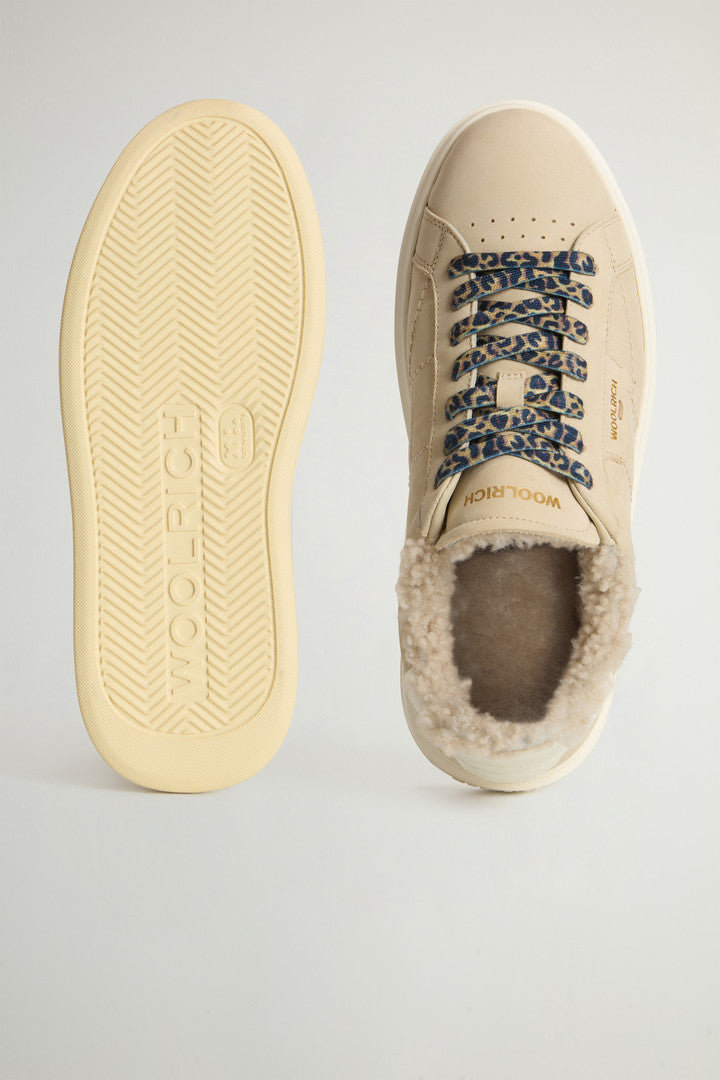 Arrow Sneakers in Leather with Shearling Lining (Whipped Cream) - Detail View 3