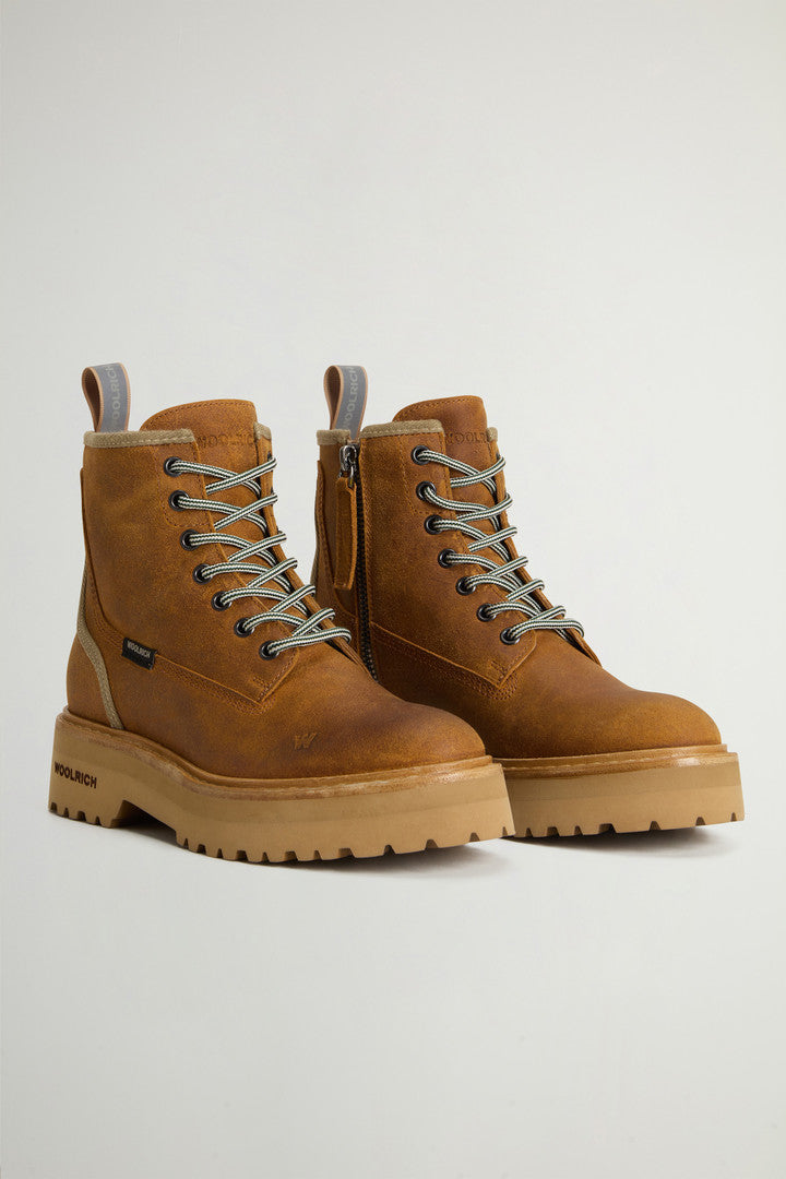 Main Combat Boots in Brushed Suede (Cuoio) - Detail View 1